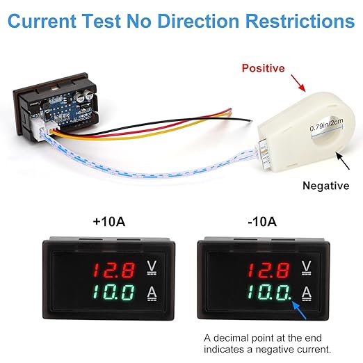 Linkstyle DC 5V-100V & 100A Digital Amp Voltage Meter, Dual Display Current - Image 4