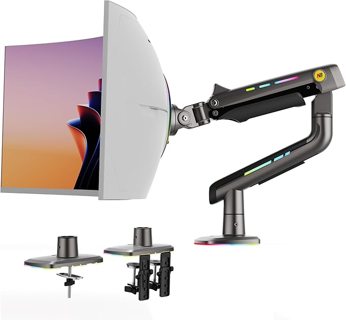 NB Gaming Monitor Arm for Screen up to 60 inches, Holds 44 lbs, VESA 75/100 by NBERGONOMIC