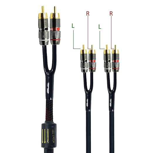 Arklove 2ft Shielded RCA Plug Splitter Stereo Audio Video Cable 2 Male to 4 - Image 2