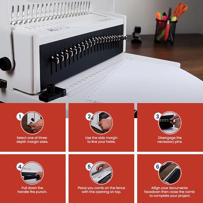 TruBind Manual Comb Binding Machine | Punch up to 20 Sheets | Bind up to 425 - Image 5