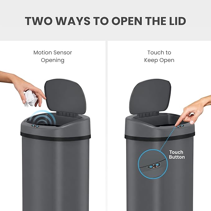 iTouchless 13 Gallon Oval Sensor Trash Can - Image 3