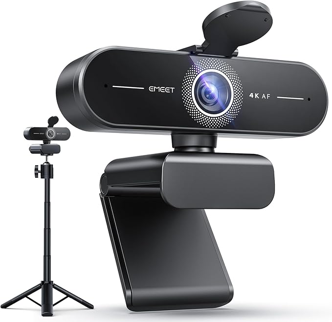 EMEET C60E 4K Webcam with Tripod, Streaming Camera with PDAF Autofocus by EMEET