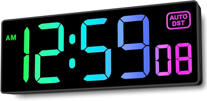 Soobest Large LED Digital Wall Clock 8 RGB Color Changing Display, Corded Plug by Soobest