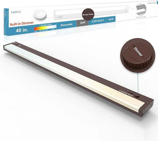 Leetdud Under Cabinet Lighting Plug in or Hardwired Built-in Dimmer, 40 Inch 20W by Leetdud