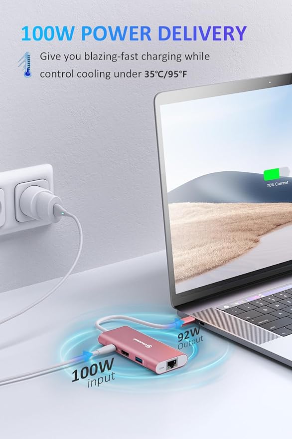 UtechSmart USB C Hub, Ethernet Multiport Adapter 6 in 1 USB C to HDMI Dock - Image 3