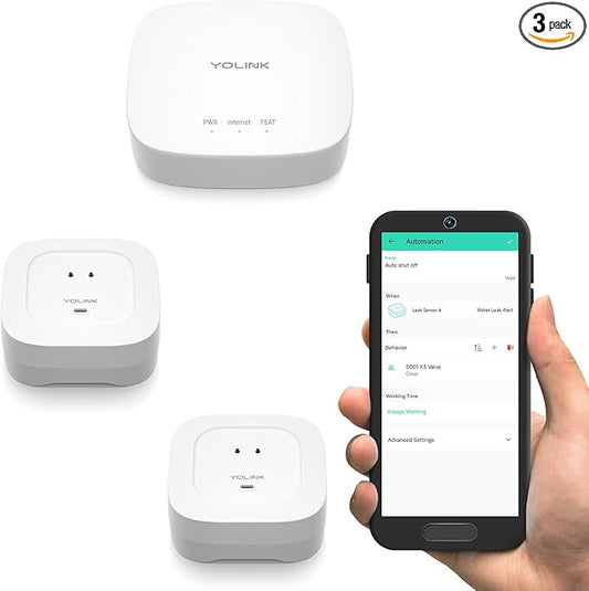 YoLink Water Leak Starter Kit: Hub + 2 Leak Sensor 4, LoRa Long-Range, by YoLink
