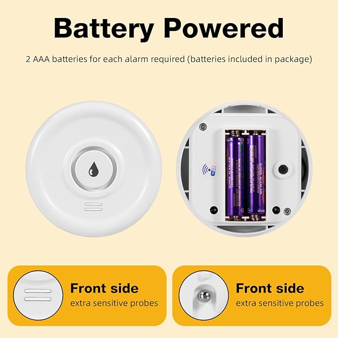 Douevo WiFi Water Leak Sensor, 100 dB Water Alarm Leak Detector, - Image 6