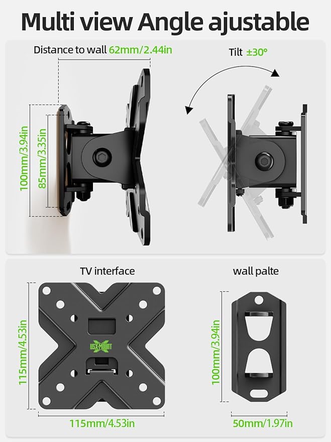 USX MOUNT Small TV Wall Mount Monitor Bracket | RV TV Mount | - Image 3