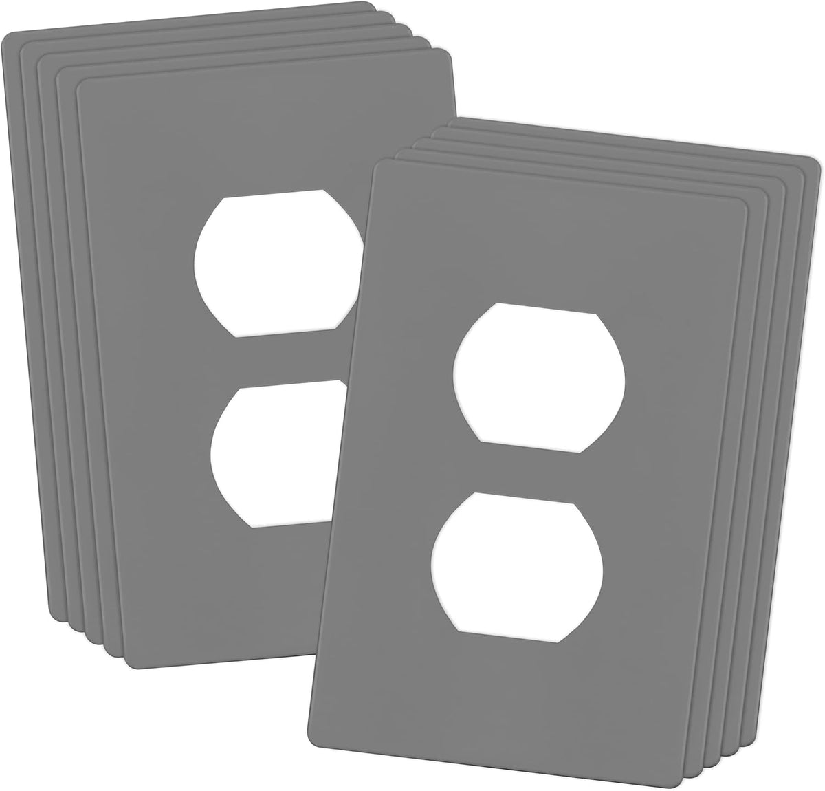 ENERLITES SI8821-GY Duplex Outlet Receptacle Cover, Screwless Wall Plate