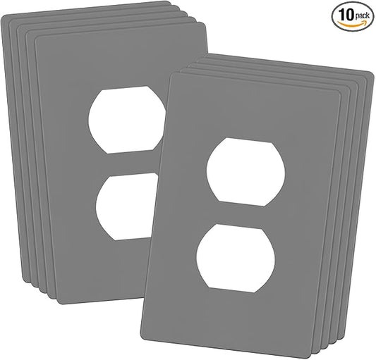 ENERLITES SI8821-GY Duplex Outlet Receptacle Cover, Screwless Wall Plate by Enerlites
