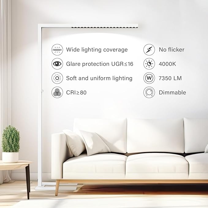 STERREN 77" LED Floor Lamp for Office, 7350LM Dimmable Eye-Care Standing Piano - Image 4