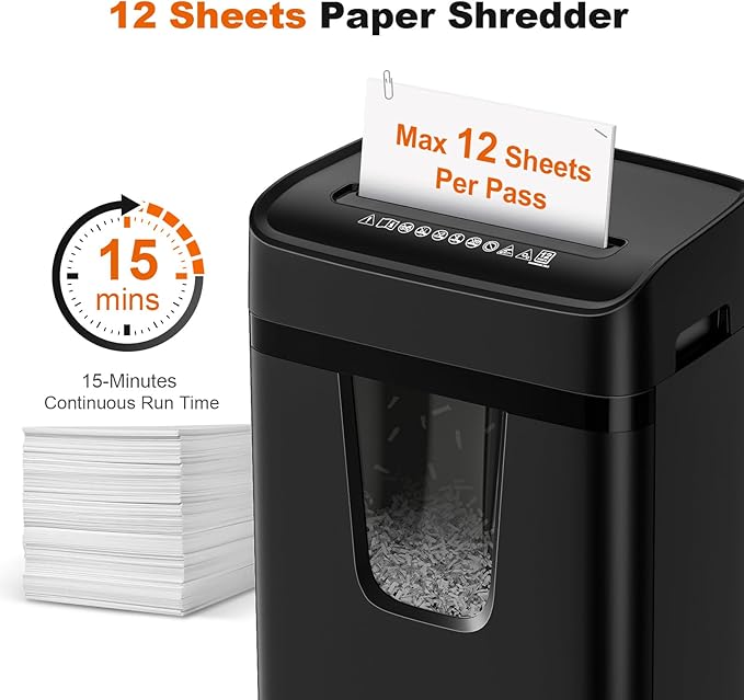 Bonsaii 12 Sheet Paper Shredder - Image 2