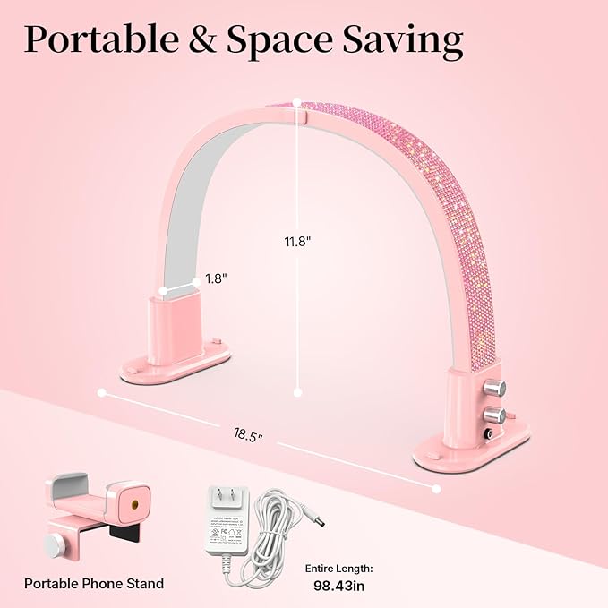 BLUVALL Half Moon Light for Nail Desk, Portable Nail Light for Desk - Image 3