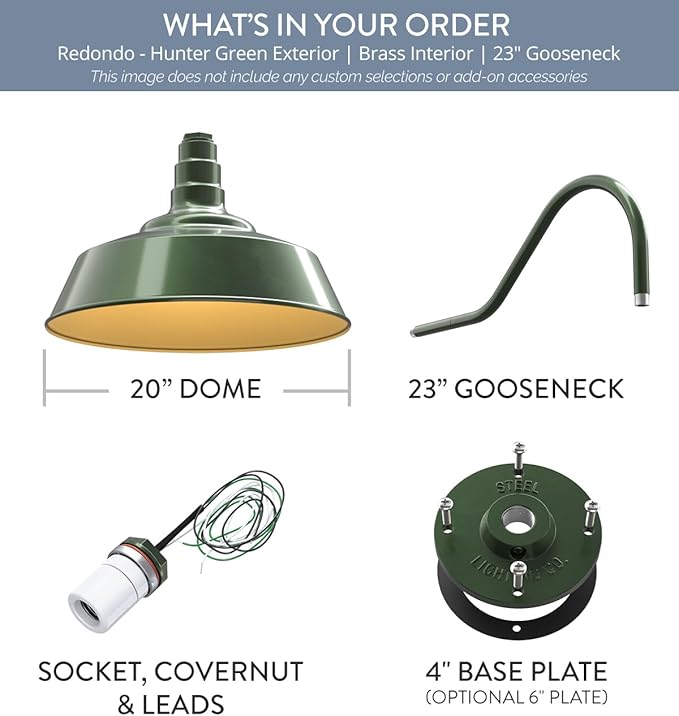 Steel Lighting Co. Large Outdoor Barn Light | Gooseneck Light Fixture | Made in - Image 8