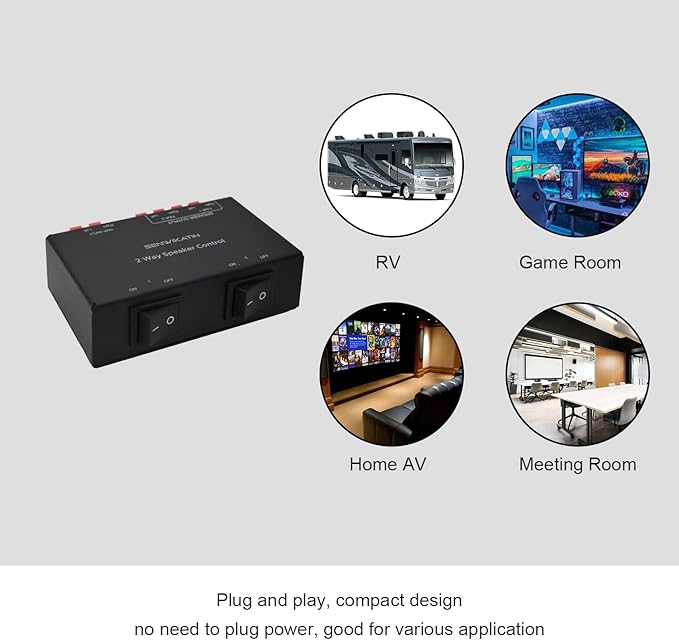 SENWIKATIN 2-Way Speaker Selector, Passive 2 Zone Distribution Box 150W / - Image 4
