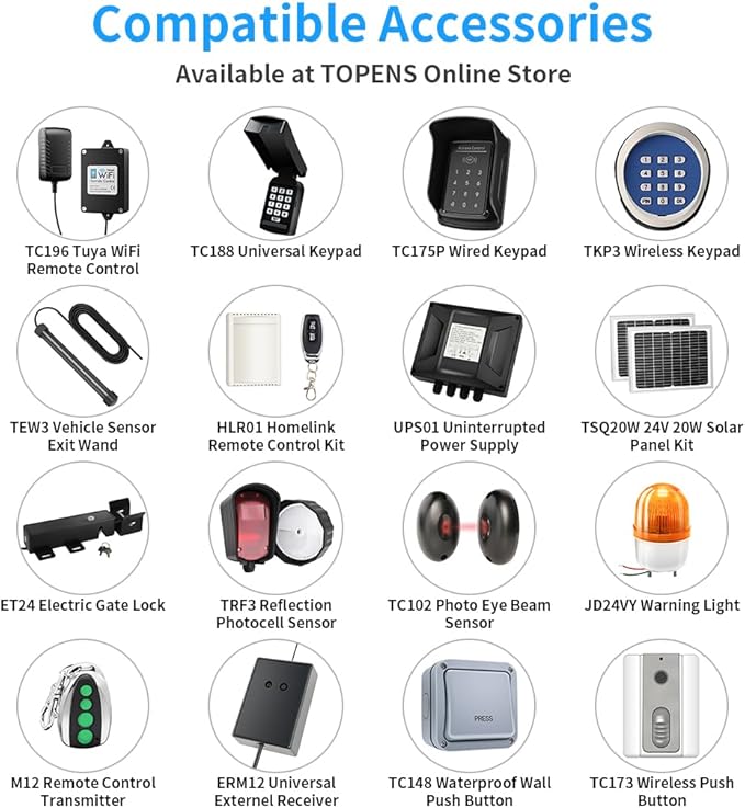 TOPENS AT6131 Single Swing Gate Opener Medium Duty Automatic Gate Motor - Image 8