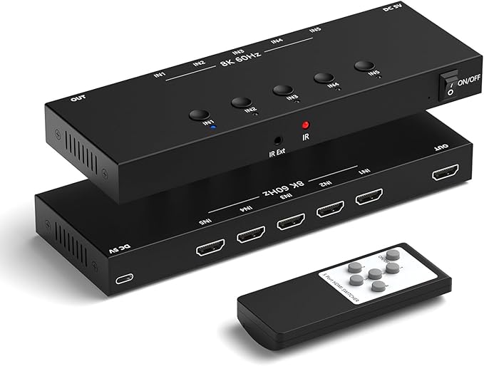 RuiPuo 5Port HDMI Switcher 8K@60Hz 5In 1Out HDMI Selector by RuiPuo