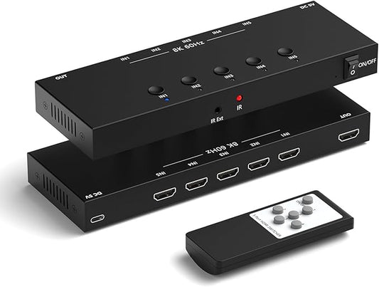 RuiPuo 5Port HDMI Switcher 8K@60Hz 5In 1Out HDMI Selector by RuiPuo