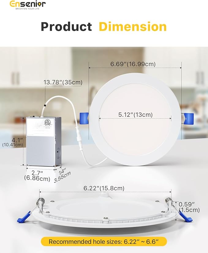 Ensenior 12 Pack 6 Inch Ultra-Thin LED Recessed Light - Image 6
