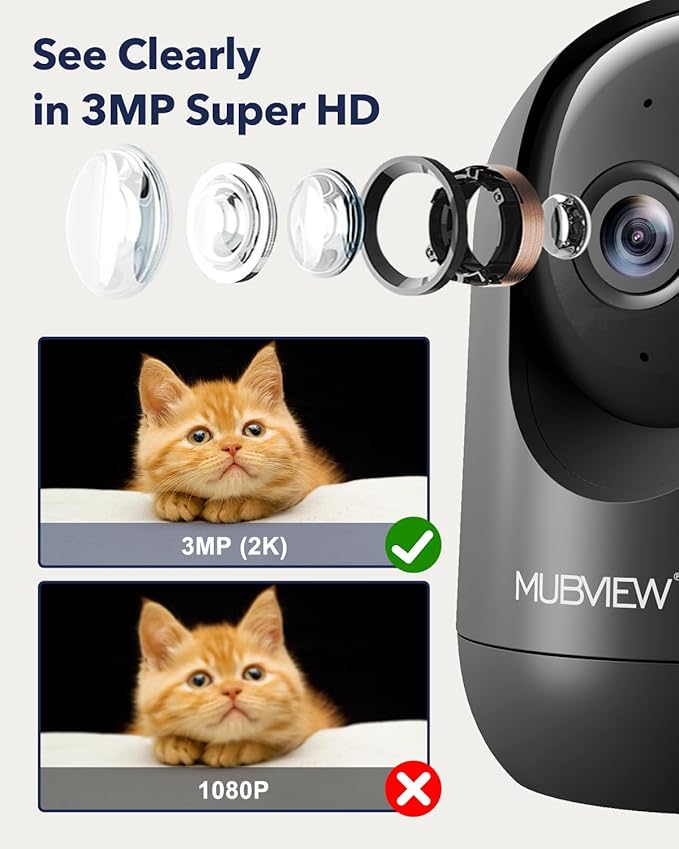 MUBVIEW Cameras for Home Security, Indoor Security Camera, 2.4/5GHz WiFi Wired - Image 6