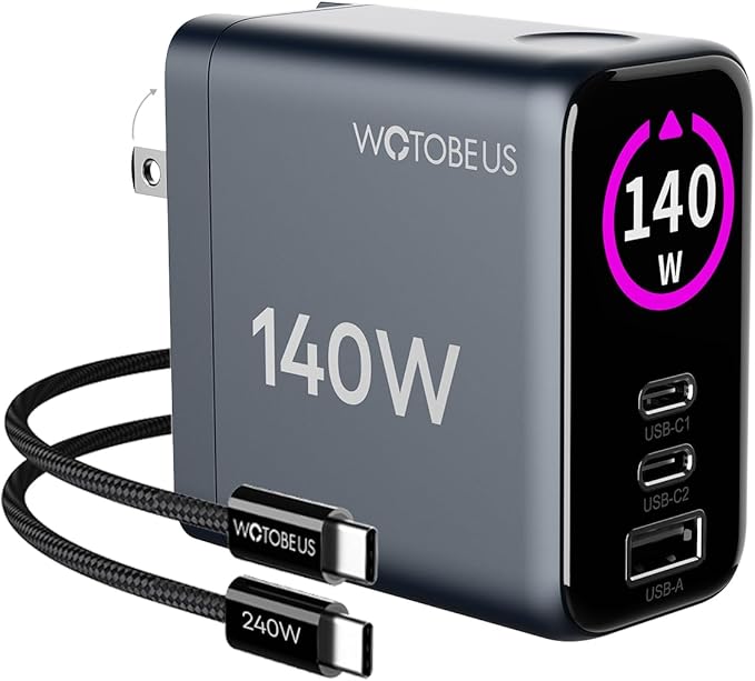 WOTOBEUS GaN Dual 140W USB C PD 3.1 Wall Charger by WOTOBEUS