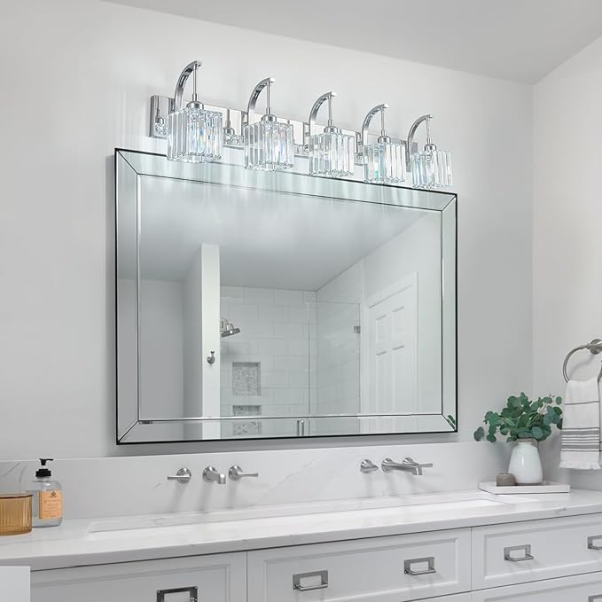 FDPBY Crystal Vanity Lights 5-Light Chrome Bathroom Vanity Lights Modern - Image 6