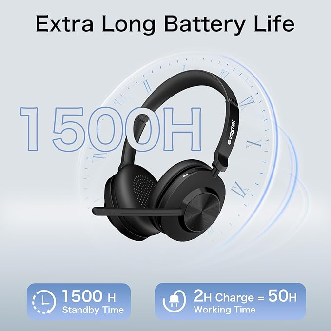 Wireless Headset with Mic, Wireless Work Headset with Mic Noise Cancelling & - Image 6