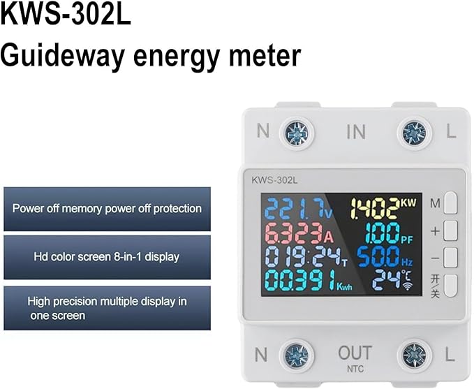 LCD Digital Energy Meter, Single Phase Energy Meter, Din Rail Electricity Usage - Image 6