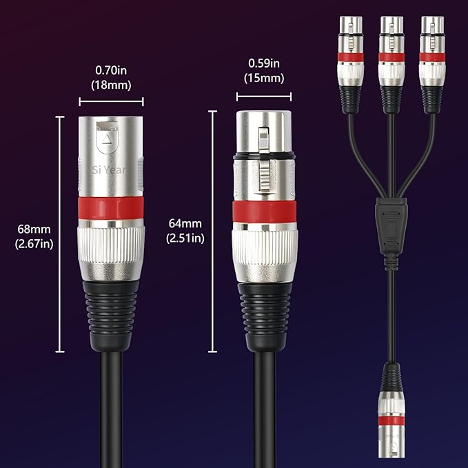 SiYear XLR Splitter Cable 3 Way - Image 5