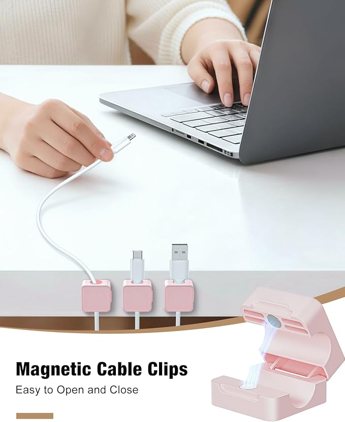Magnetic Cable Clips 12-Pack Wire Tidy, Magnetic Cable Holder Office Desk Tidy - Image 2