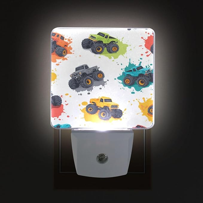 Pigsaly Led Night Light Fiery Paint Splashes Colorful Monster Trucks Night - Image 4