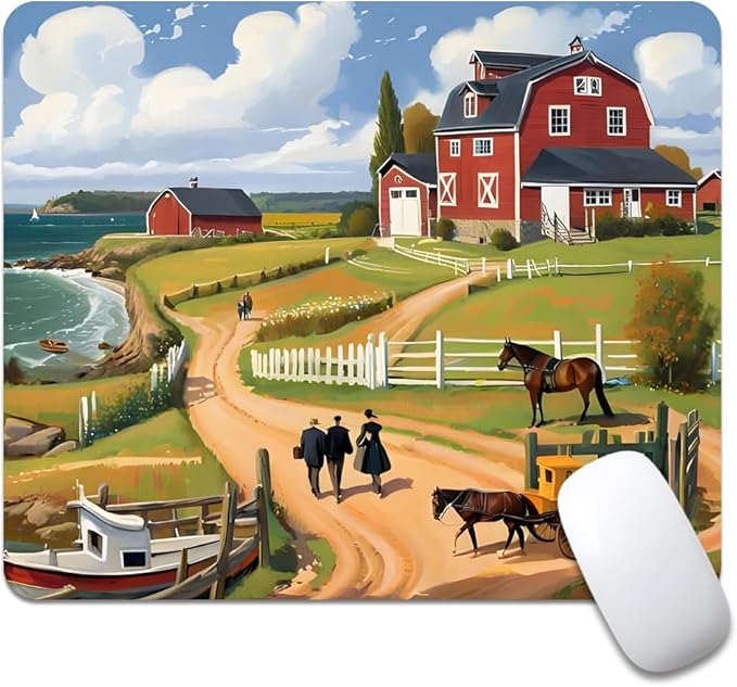 Beach House Square Mouse pad, Waterproof, Anti Slip Rubber Base, Computer Mouse by Goodsprout