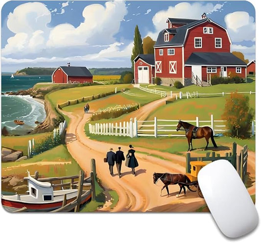 Beach House Square Mouse pad, Waterproof, Anti Slip Rubber Base, Computer Mouse by Goodsprout