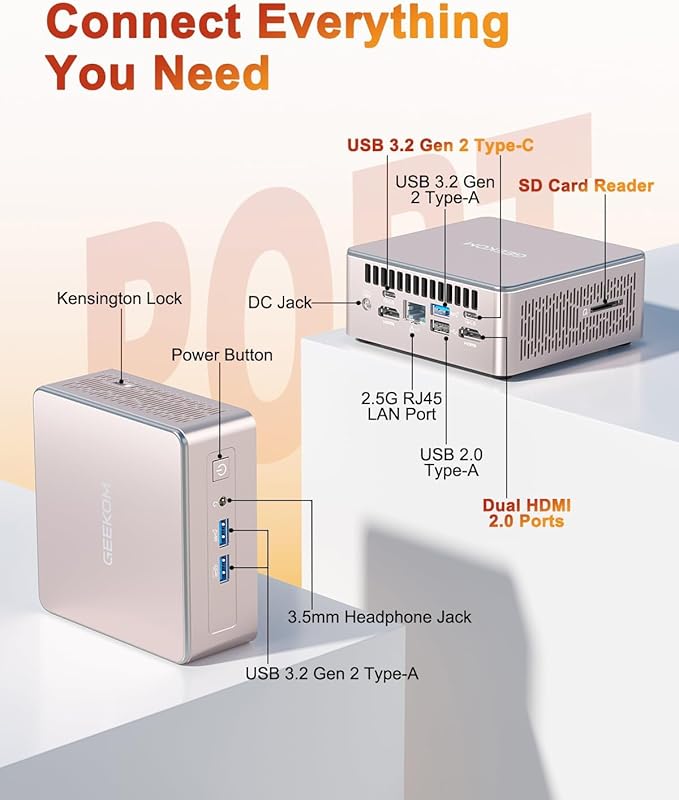 GEEKOM A5 2026 Mini PC with AMD Ryzen 5 7430U, 3-Year Coverage, 16GB RAM&1TB - Image 4