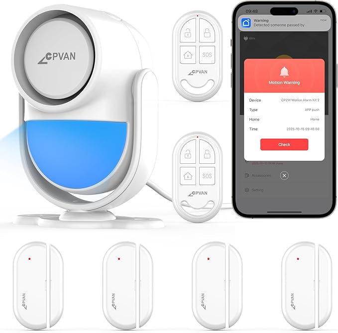 CPVAN WiFi Motion Sensor Alarm, 125dB Wireless DIY Smart PIR Motion Detector by CPVAN