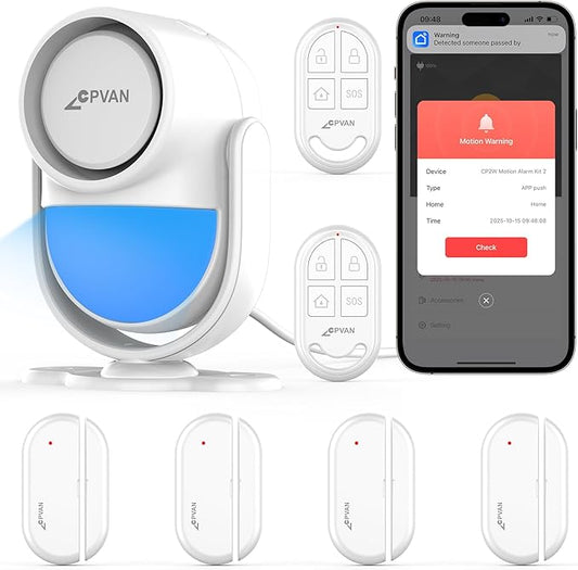 CPVAN WiFi Motion Sensor Alarm, 125dB Wireless DIY Smart PIR Motion Detector by CPVAN