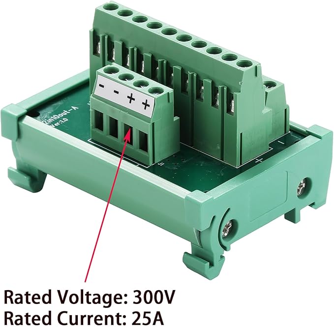ANMBEST 2 in 10 Out Terminal Blocks Module, 25A DIN Rail and Panel Mounting - Image 2