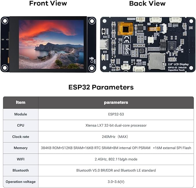 Hosyond ESP32-S3 Touchscreen Module, 2.8" 240x320 IPS LCD EPS32 Display - Image 5