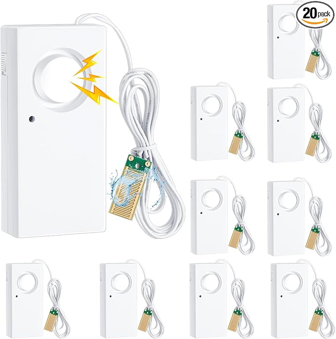 Hoteam 20 Pcs Water Sensor Alarm Leak Detector 120db Water Leak Alarm 9v by Hoteam
