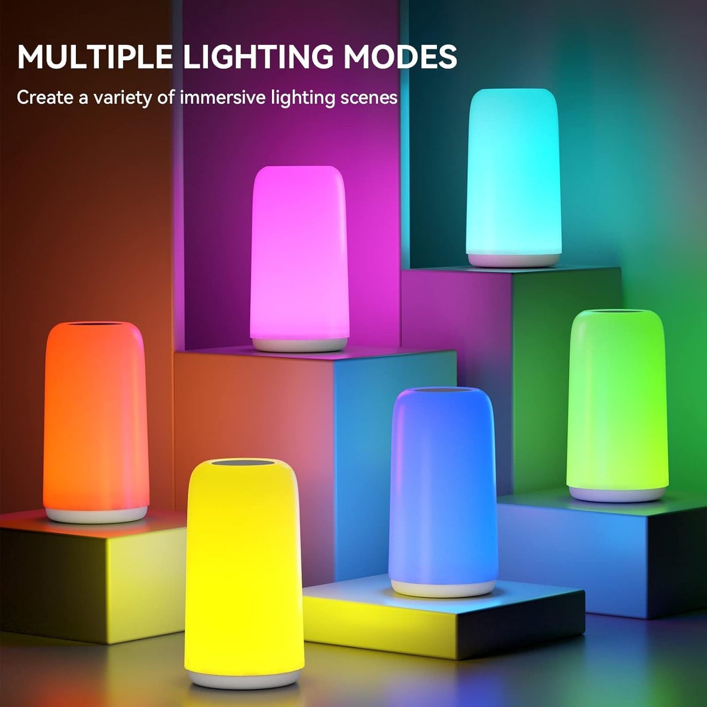 Touch Bedside Table LED Lamp, [Sleek Design & RGB Mode] Multi-Color Dimmable with Warm White Lights, Birthday Gifts for Women Mom, Smart Nightstand Small Lamp for Bedroom Living Room Home Decor