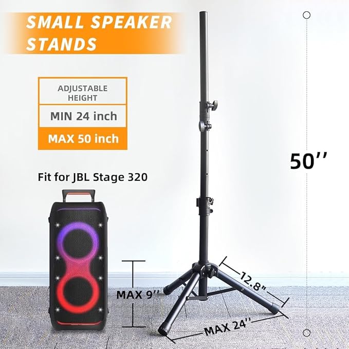 Small Speaker Stands, Lightweight 35mm Compatible Insert, Adjustable Height - Image 2