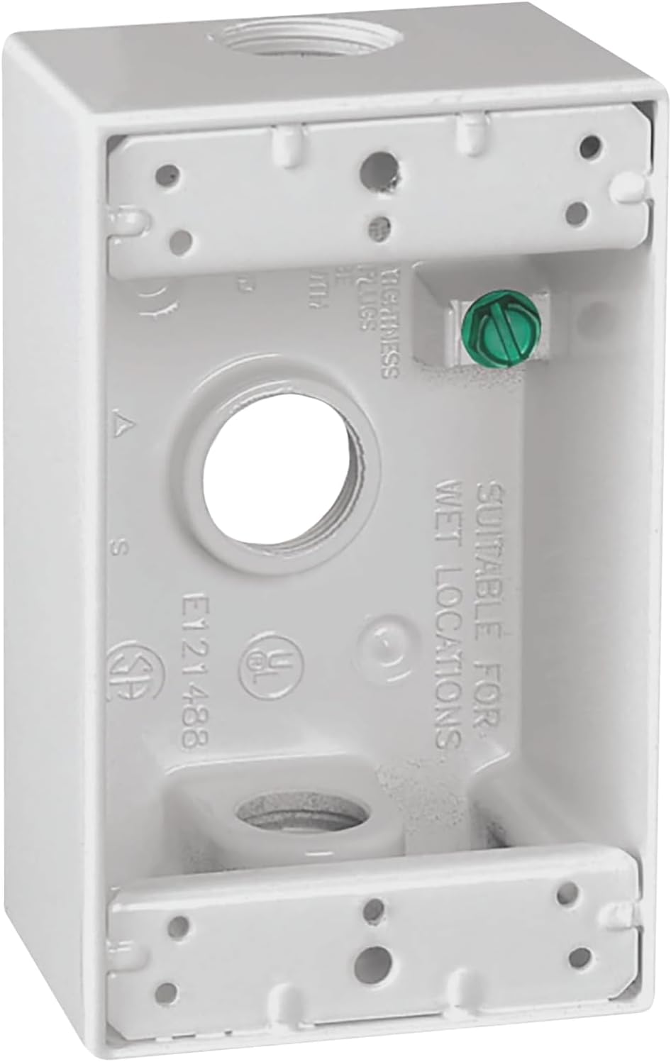 Sigma Engineered Solutions 14250WH Weatherproof 1/2" 3 Hole 1-Gang Box, WH