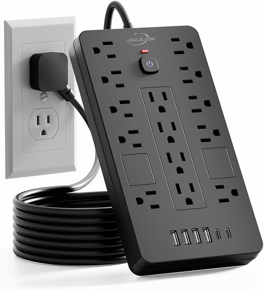 JouleLoom Surge Protector Power Strip-14 Outlets and 6 USB Ports, 10 Feet Flat by JouleLoom