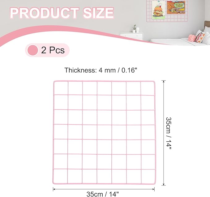 PATIKIL 14"x14" Wire Grid Panel, 2 Pack Board Photo Pictures Memo Display Grid - Image 2