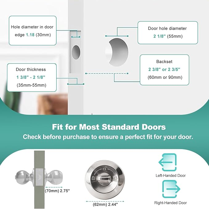 UMIK UMIKSMART Fingerprint Door Lock, Smart Door Knob, Keyless Entry Door Lock - Image 6