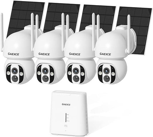 GAIEXCE Solar Home Security Camera System Wireless Outdoor, 4 Cam Kit by Gaiexce-Official