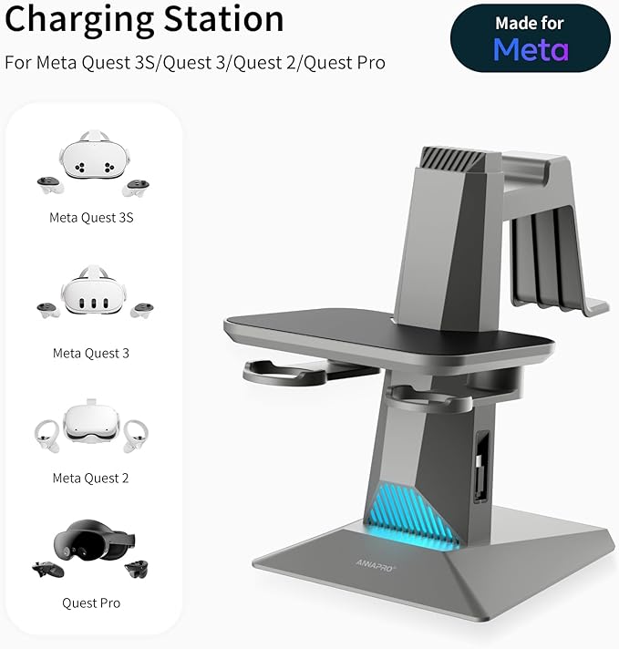 ANNAPRO CD1 Charging Dock for Meta Quest 3S/3, Quest 2, Retractable Charging - Image 2