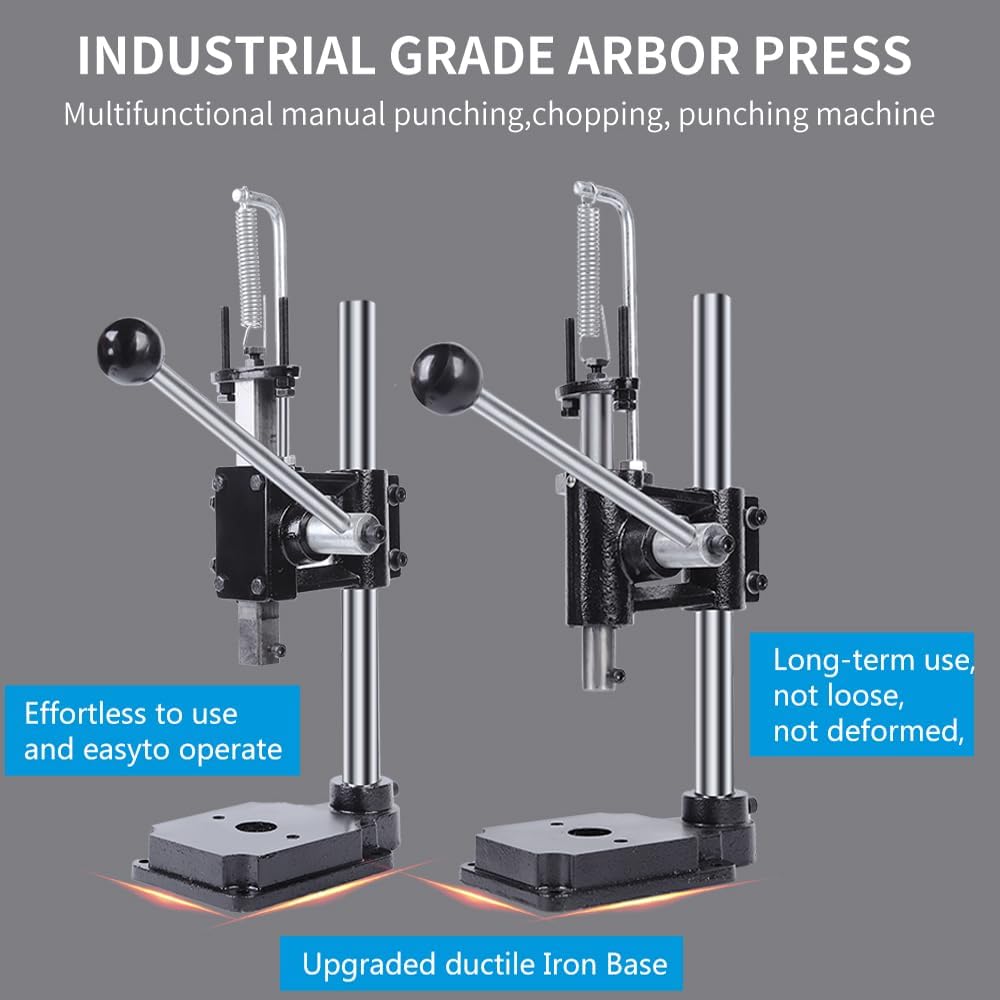 Leather Hole Puncher Hand Punching Manual Punch Arbor Presses | manual press for Leather Craft Punching Holes,Jewelry,Watch,DIY,Punching,Riveting,Cutting,Sealing (A - Round Head)