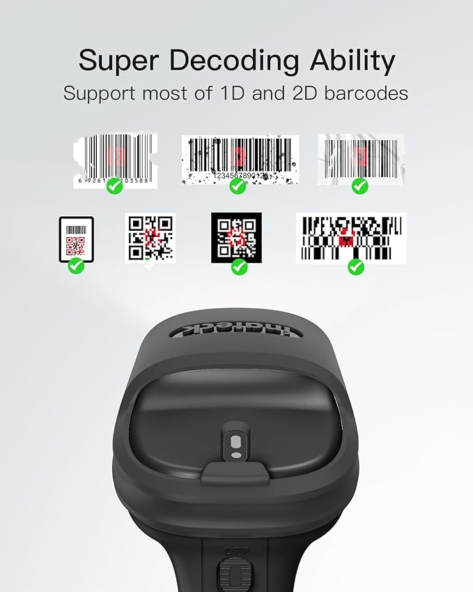 Inateck 2D Barcode Scanner, Wireless Bluetooth QR Code Scanner - Image 2