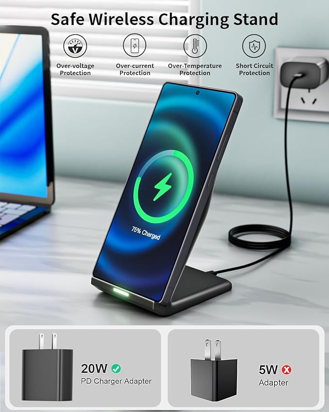Wireless Charger Stand, 15W Fast Phone Wireless Charging Stand Station - Image 4